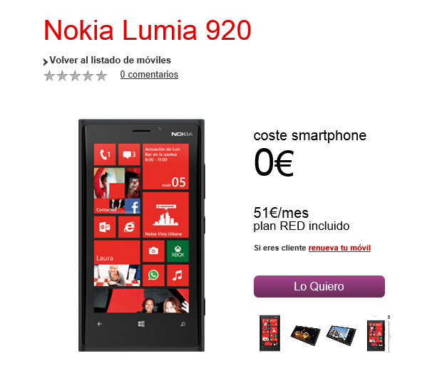 Nokia Lumia 920 lanzado en Vodafone en España