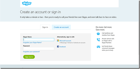 Skype web login